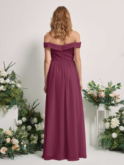 Carlyna Leona A-Line Chianti Embroidered Bridesmaid Dress Maxi Sleeveless Sweetheart Dress #color_chianti