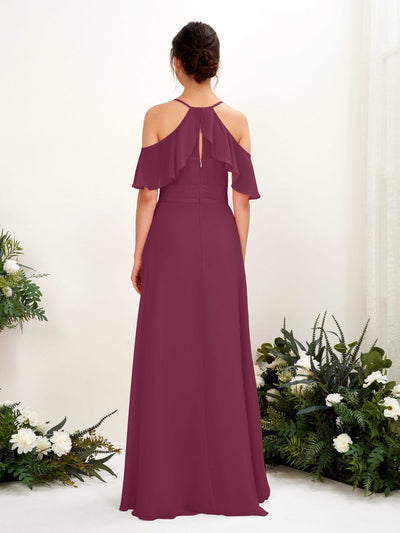 Carlyna Orlane A-Line Chianti Bridesmaid Dress Maxi Sleeveless V-Neck Dress #color_chianti