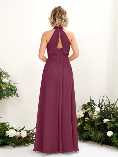 Carlyna Hilda A-Line Chianti Bridesmaid Dress Maxi Sleeveless Round Neck Dress Back View #color_chianti