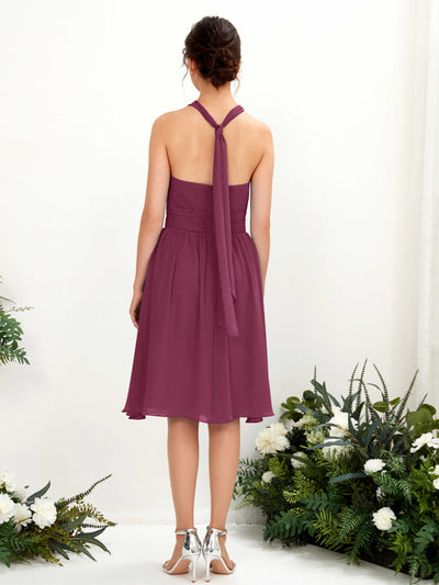 Carlyna Yvonne A-Line Chianti Bridesmaid Dress Knee-Length Sleeveless Round Neck Dress #color_chianti