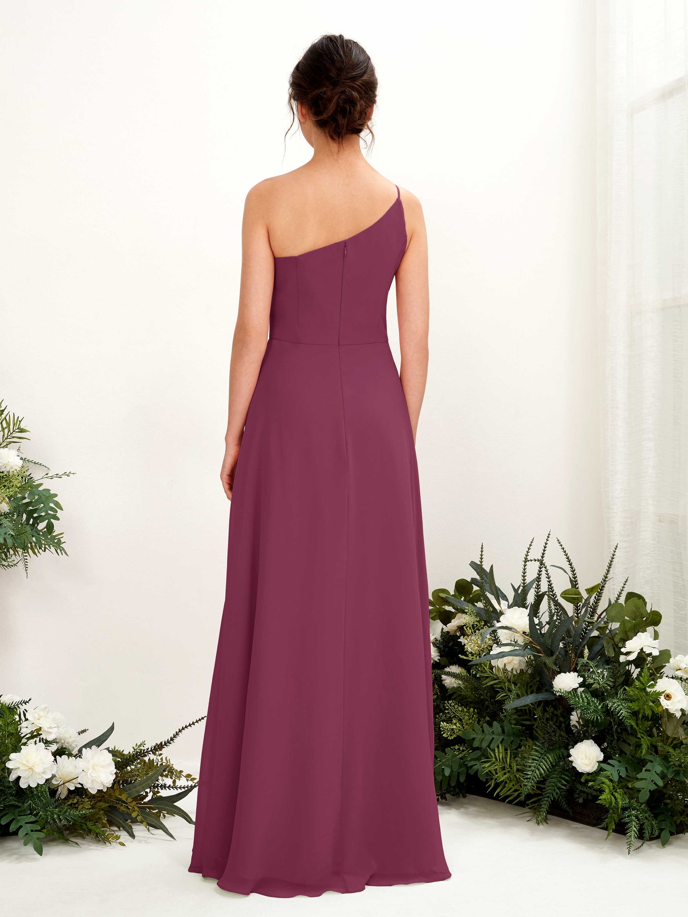 One Shoulder Sleeveless Chiffon Bridesmaid Dress - Chianti (81225734)#color_chianti