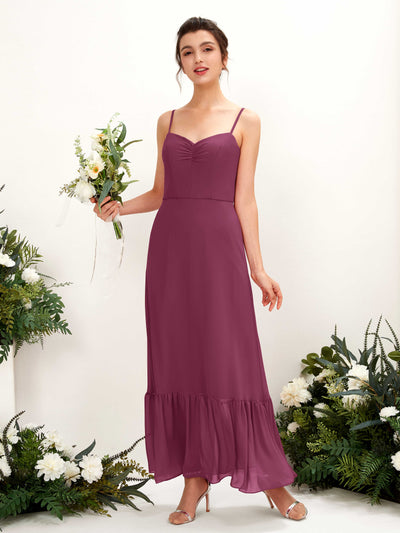 Carlyna Delia Sheath Chianti Bridesmaid Dress Maxi Sleeveless Spaghetti Strap Dress Front View #color_chianti