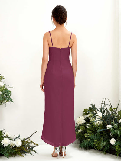 Carlyna Liliane Sheath Chianti Bridesmaid Dress Midi Sleeveless V-Neck Dress #color_chianti