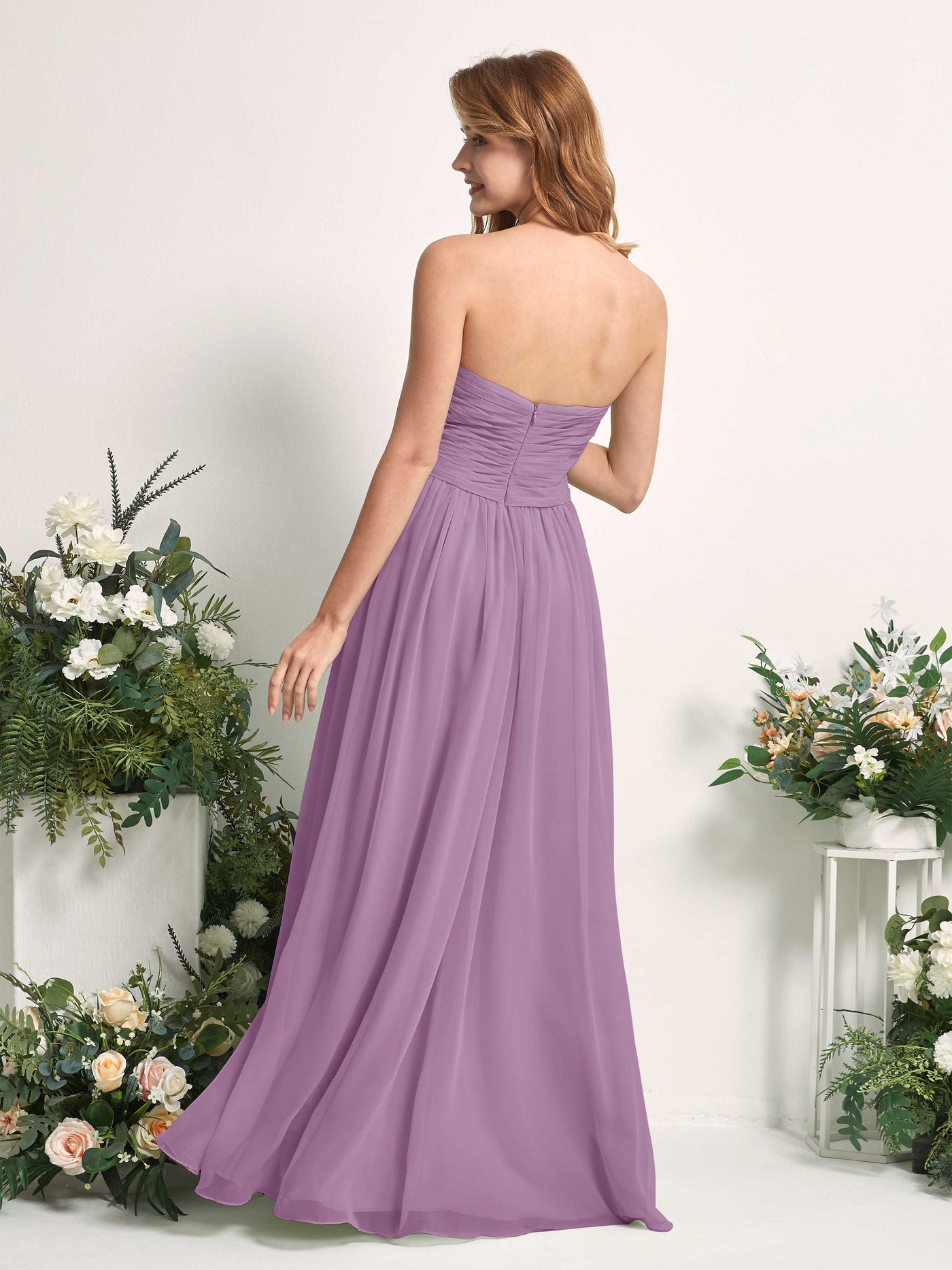 Bridesmaid Dress A-line Chiffon Sweetheart Full Length Sleeveless Wedding Party Dress - Orchid Mist (81226921)#color_orchid-mist