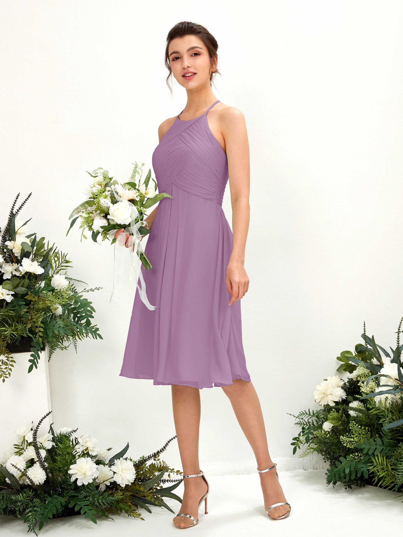 A-line Halter Sleeveless Chiffon Bridesmaid Dress - Orchid Mist (81220421)#color_orchid-mist