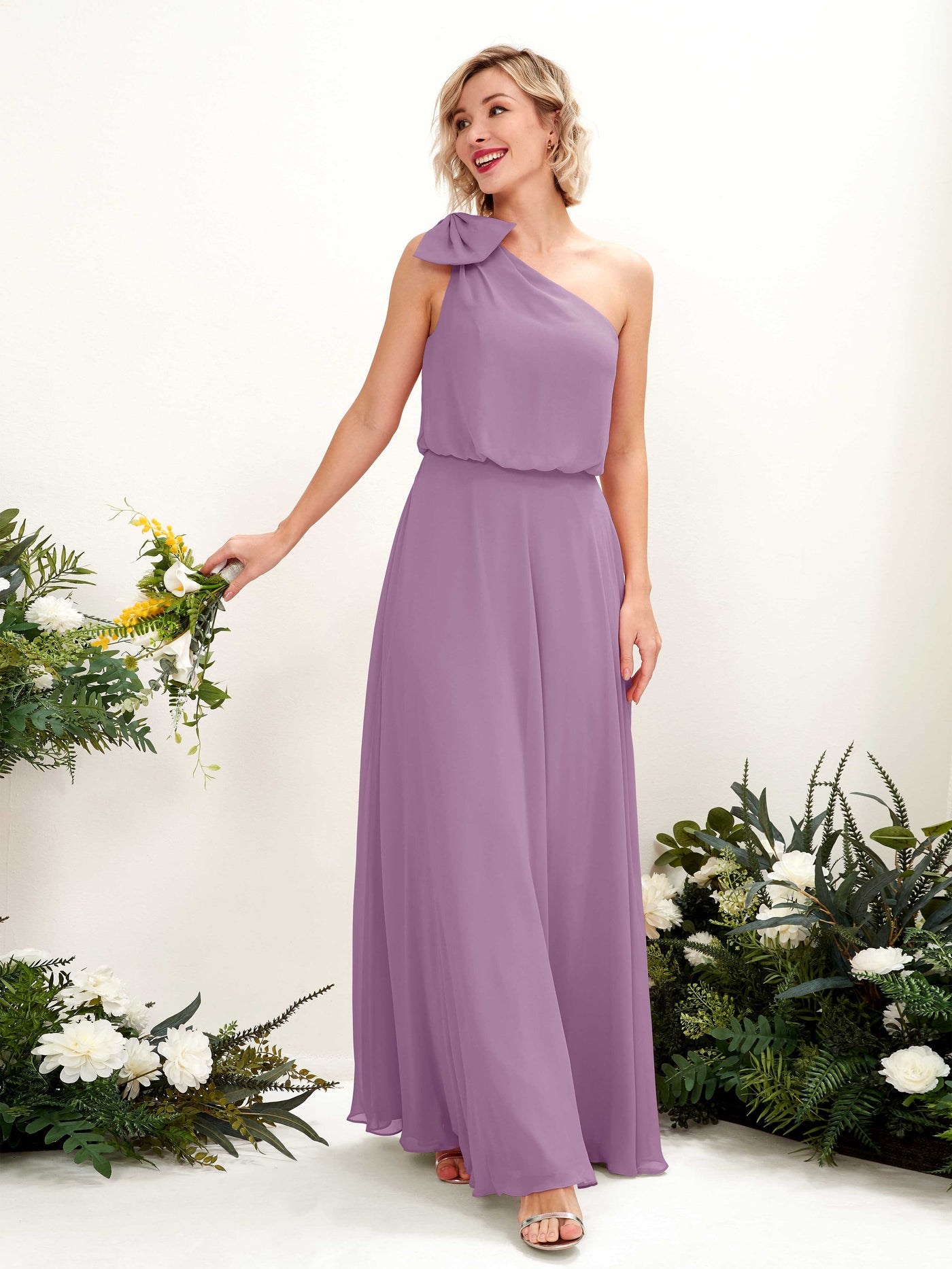 A-line One Shoulder Sleeveless Chiffon Bridesmaid Dress - Orchid Mist (81225521)#color_orchid-mist