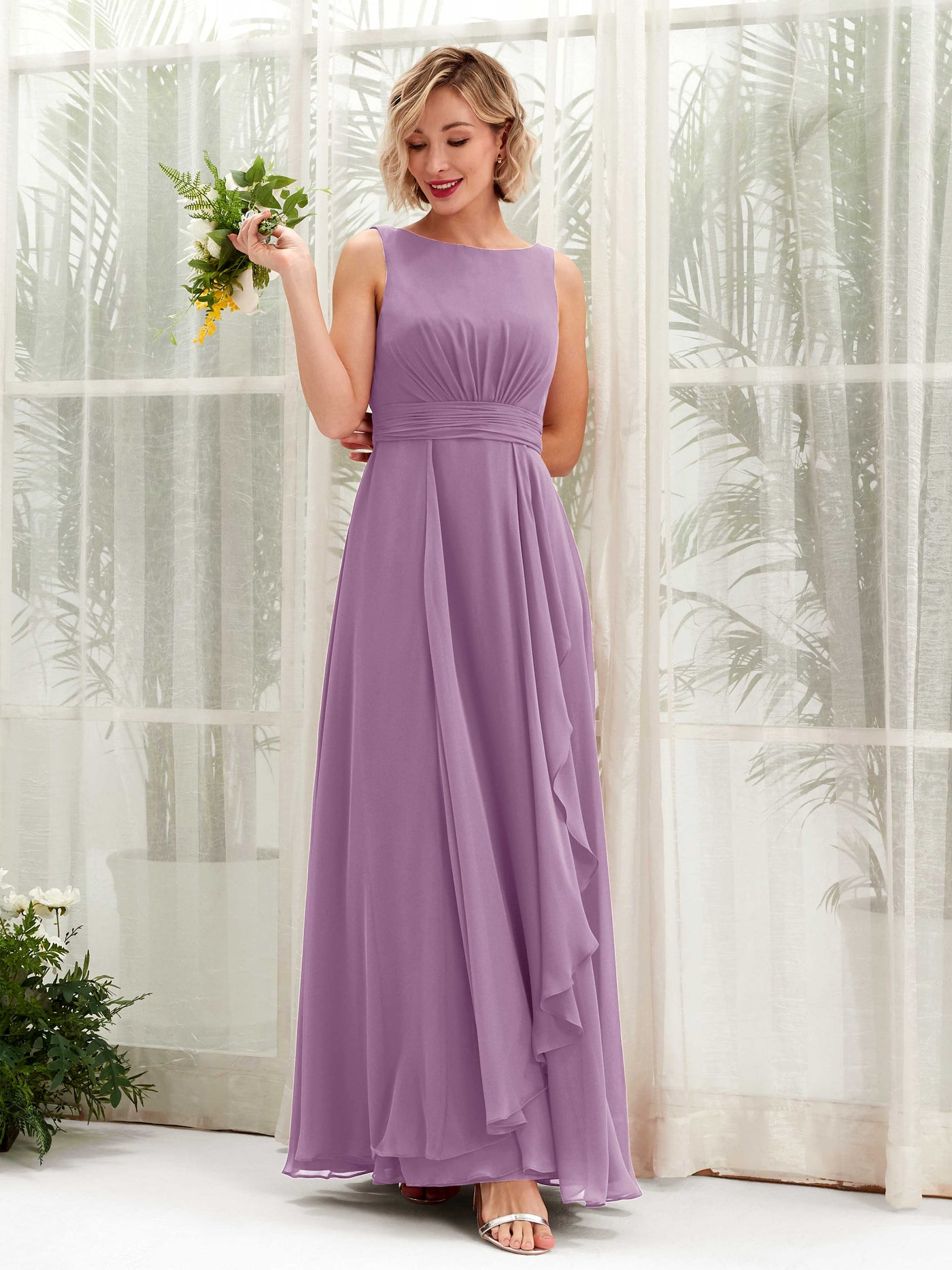 A-line Bateau Sleeveless Chiffon Bridesmaid Dress - Orchid Mist (81225821)#color_orchid-mist