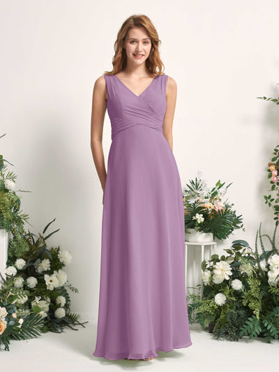 Carlyna June A-Line Orchid Mist Bridesmaid Dress Maxi Sleeveless V-Neck Dress #color_orchid-mist