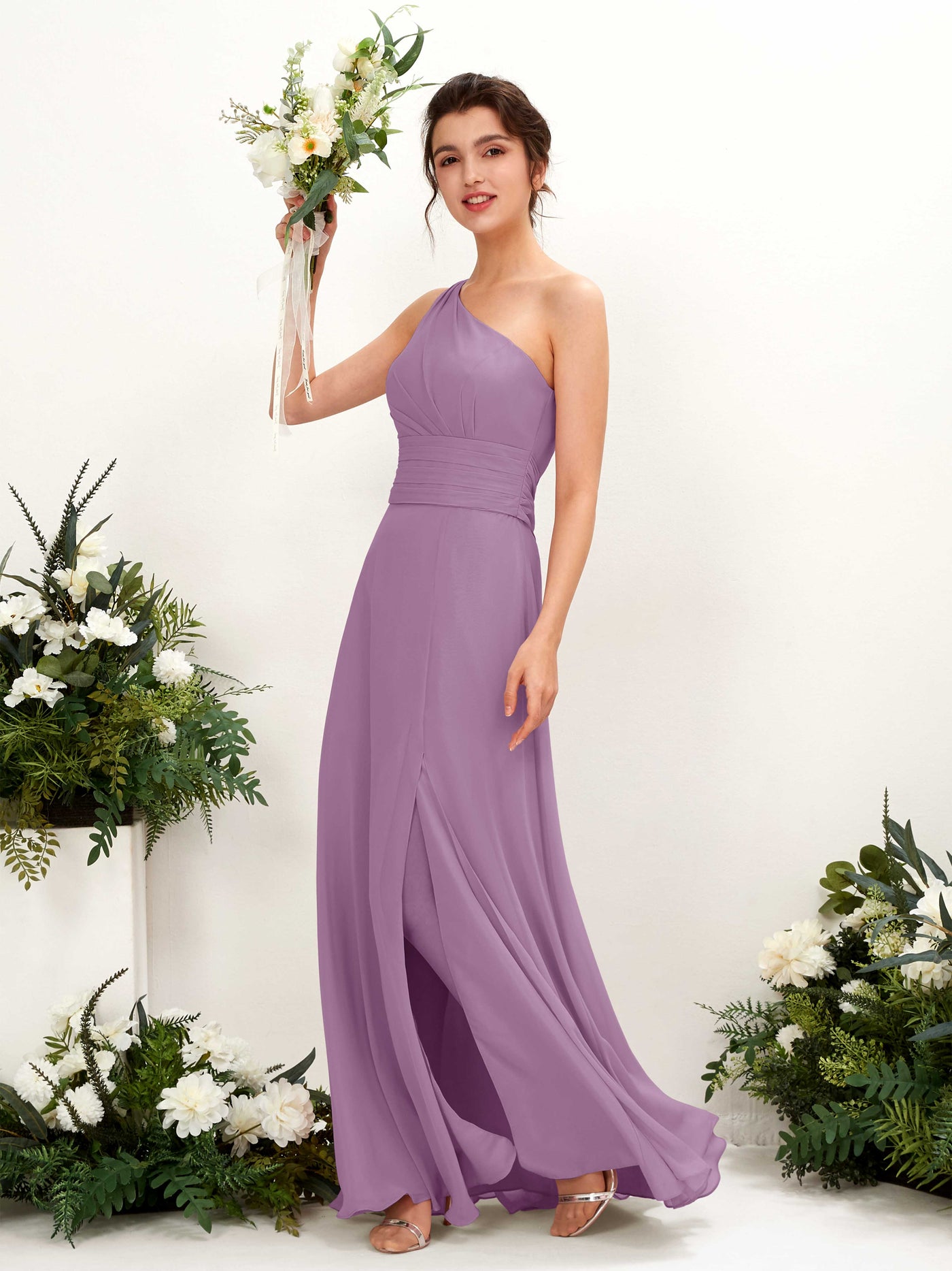A-line One Shoulder Sleeveless Bridesmaid Dress - Orchid Mist (81224721)#color_orchid-mist