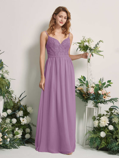 Carlyna Alexandra A-Line Orchid Mist Beaded Bridesmaid Dress Maxi Sleeveless V-Neck Dress Front View #color_orchid-mist