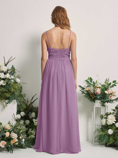 Carlyna Alexandra A-Line Orchid Mist Beaded Bridesmaid Dress Maxi Sleeveless V-Neck Dress Back View #color_orchid-mist