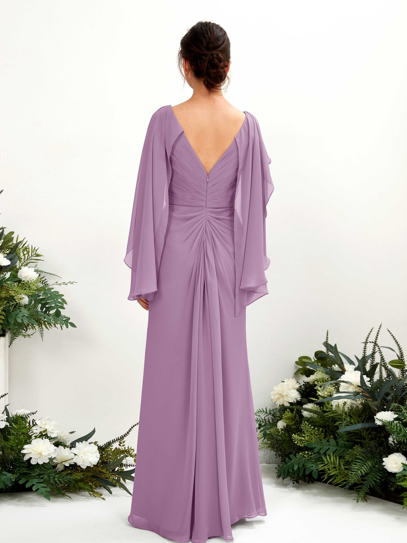 A-line V-neck Chiffon Bridesmaid Dress - Orchid Mist (80220121)#color_orchid-mist