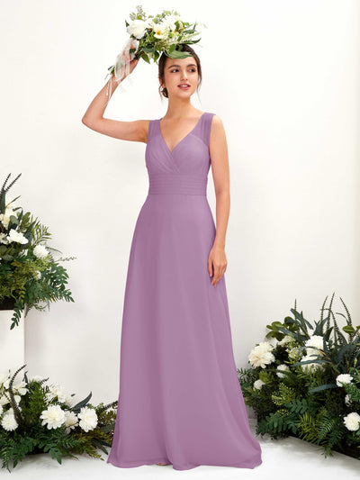 Carlyna Karen A-Line Orchid Mist Bridesmaid Dress Maxi Sleeveless V-Neck Dress #color_orchid-mist