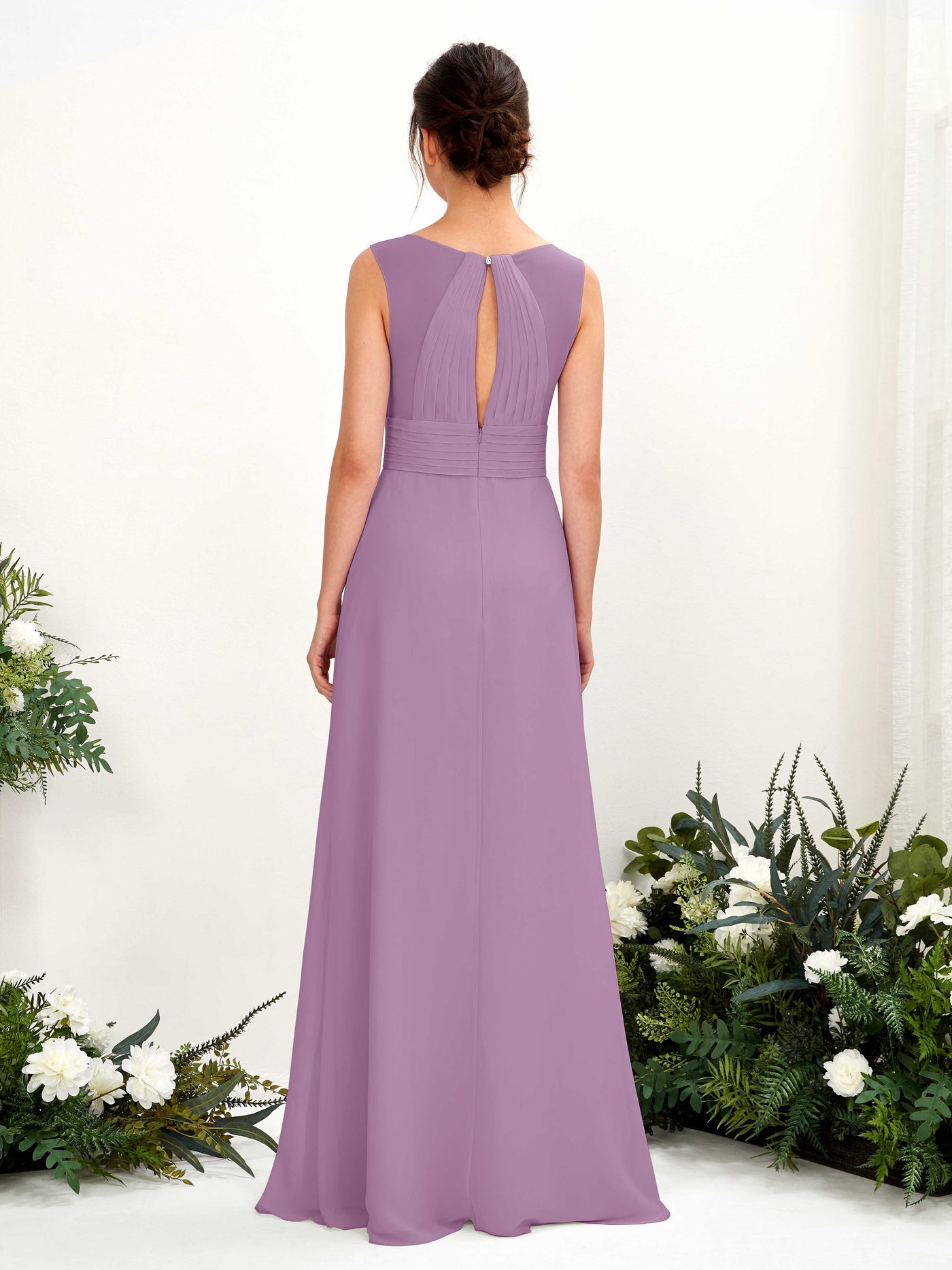 A-line V-neck Sleeveless Chiffon Bridesmaid Dress - Orchid Mist (81220921)#color_orchid-mist