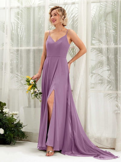 Carlyna Mana A-Line Orchid Mist Bridesmaid Dress Maxi Sleeveless V-Neck Dress #color_orchid-mist