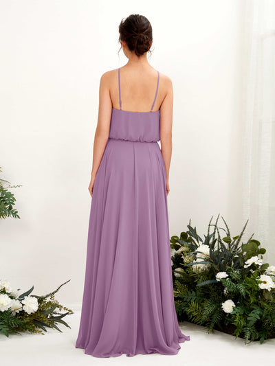 Carlyna Alva A-Line Orchid Mist Bridesmaid Dress Maxi Sleeveless Halter Dress Back View #color_orchid-mist