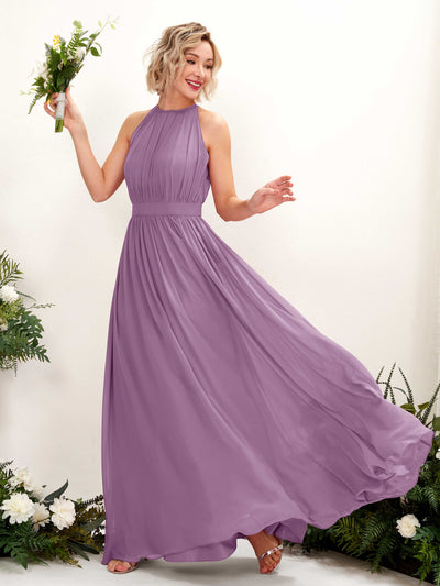 Carlyna Eden A-Line Orchid Mist Bridesmaid Dress Maxi Sleeveless Round Neck Dress Front View #color_orchid-mist