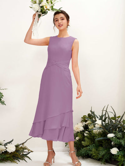 Carlyna Raina Mermaid Orchid Mist Bridesmaid Dress Midi Sleeveless Round Neck Dress #color_orchid-mist