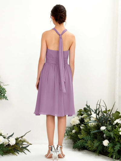 Carlyna Yvonne A-Line Orchid Mist Bridesmaid Dress Knee-Length Sleeveless Round Neck Dress #color_orchid-mist