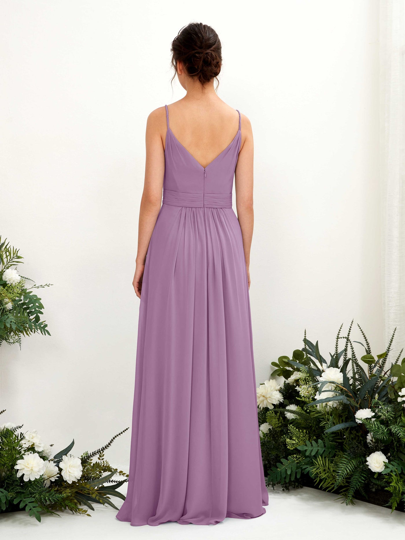 Spaghetti-straps V-neck Sleeveless Bridesmaid Dress - Orchid Mist (81223921)#color_orchid-mist
