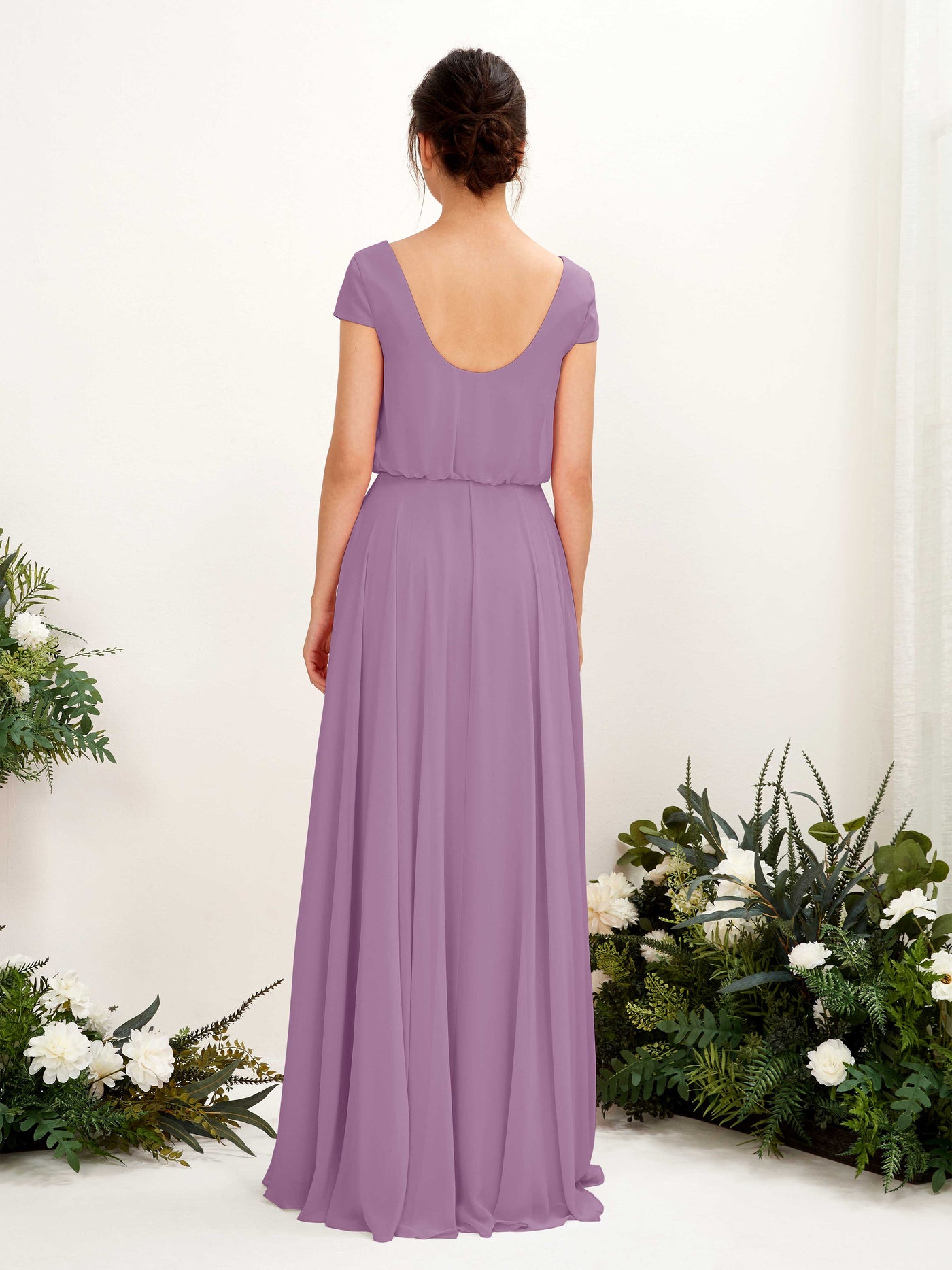 V-neck Cap Sleeves Chiffon Bridesmaid Dress - Orchid Mist (81221821)#color_orchid-mist