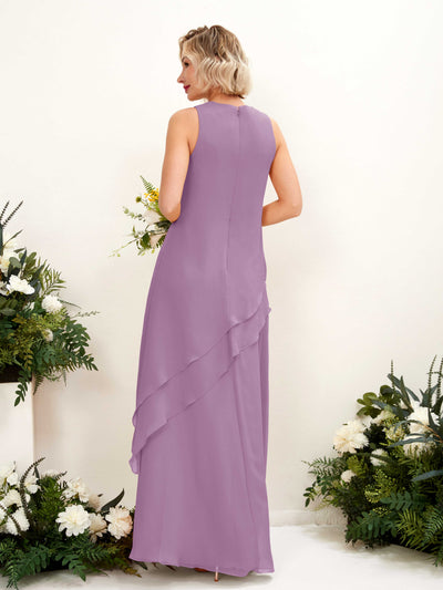 Carlyna Finna Sheath Orchid Mist Bridesmaid Dress Maxi Sleeveless Round Neck Dress Back View #color_orchid-mist