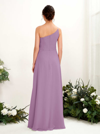 Carlyna Crystal A-Line Orchid Mist Bridesmaid Dress Maxi Sleeveless One Shoulder Dress Back View #color_orchid-mist