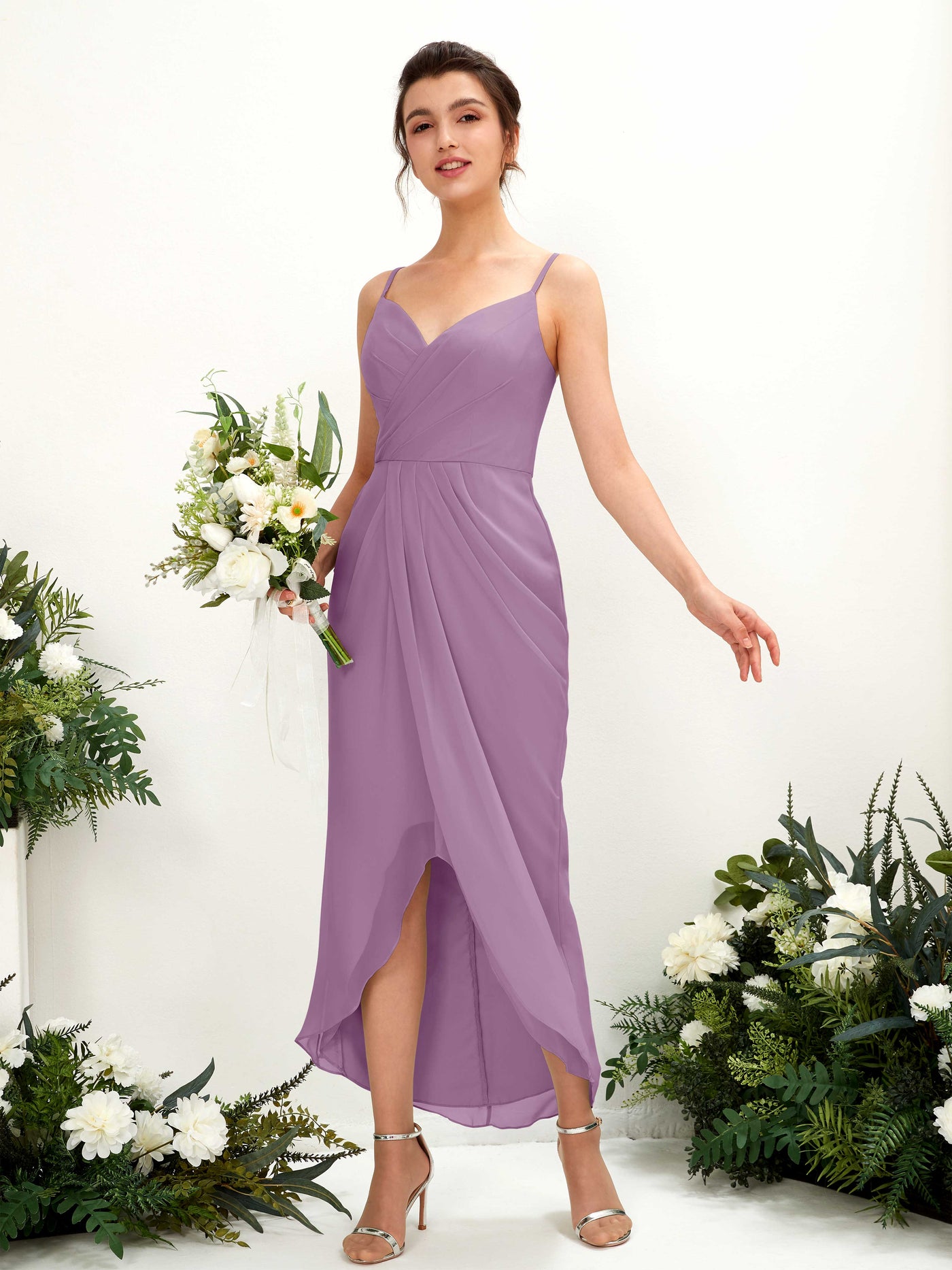 Spaghetti-straps V-neck Sleeveless Chiffon Bridesmaid Dress - Orchid Mist (81221321)#color_orchid-mist