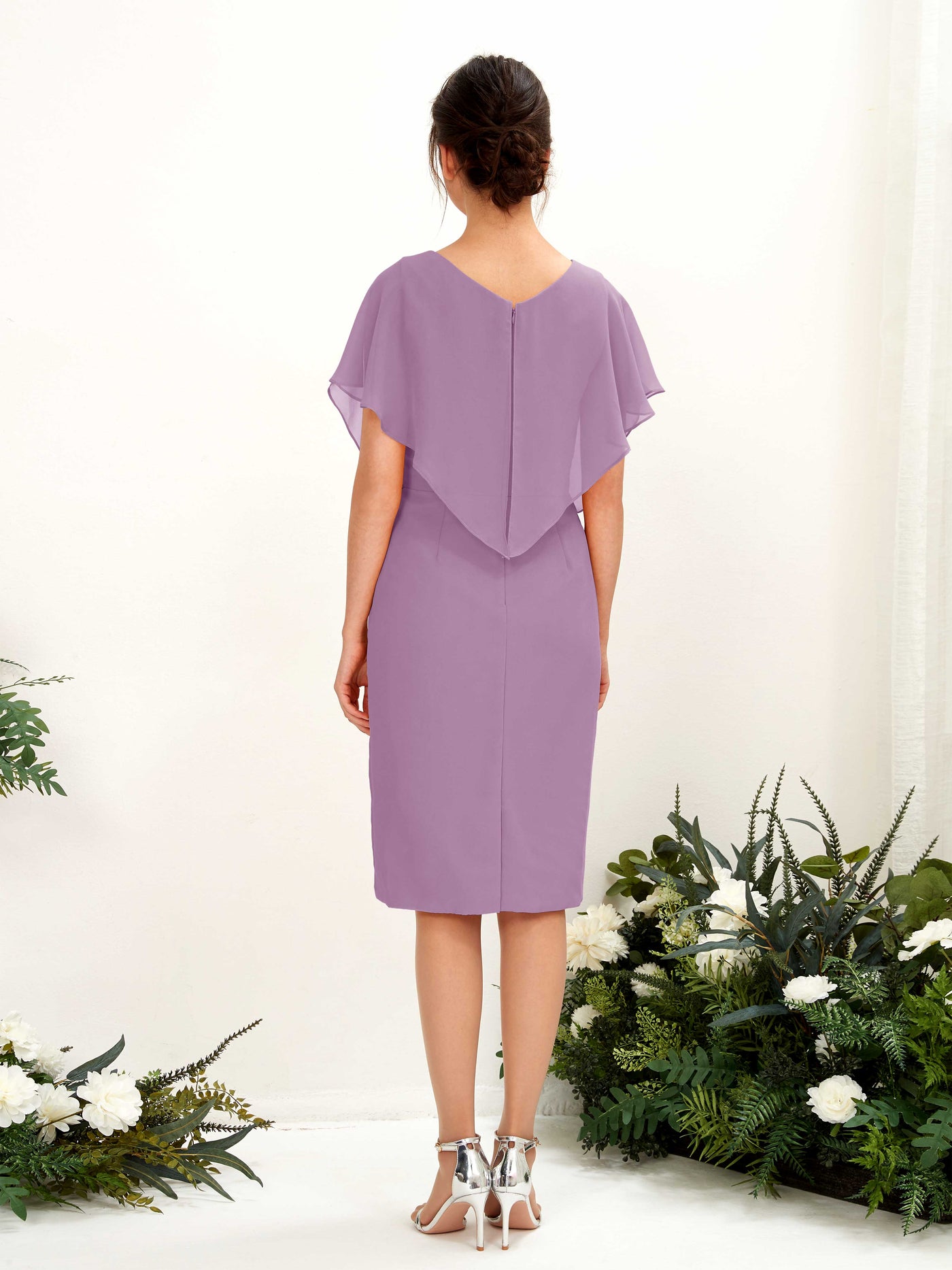 V-neck Short Sleeves Chiffon Bridesmaid Dress - Orchid Mist (81222221)#color_orchid-mist