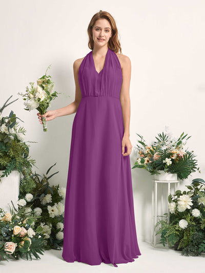 Carlyna Carolyn Convertible Purple Bridesmaid Dress Maxi Sleeveless Sweetheart Dress Front View #color_purple
