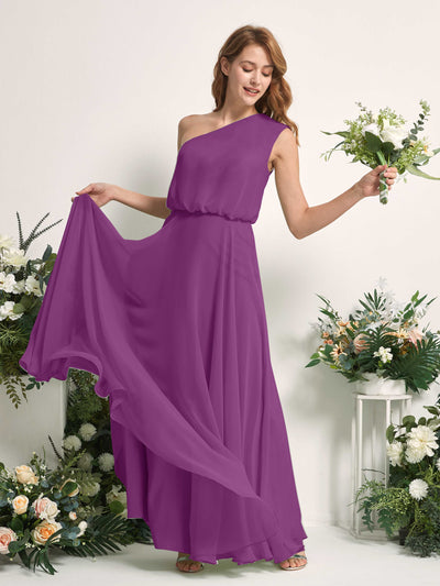 Carlyna Cecily A-Line Purple Bridesmaid Dress Maxi Sleeveless One Shoulder Dress Side View 2 #color_purple