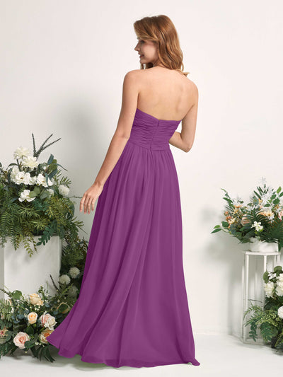 Carlyna Elma A-Line Purple Bridesmaid Dress Maxi Sleeveless Sweetheart Dress Back View #color_purple