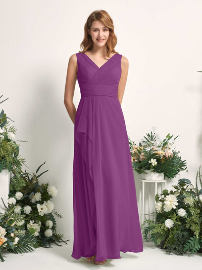Carlyna Mollie A-Line Purple Bridesmaid Dress Maxi Sleeveless V-Neck Dress #color_purple