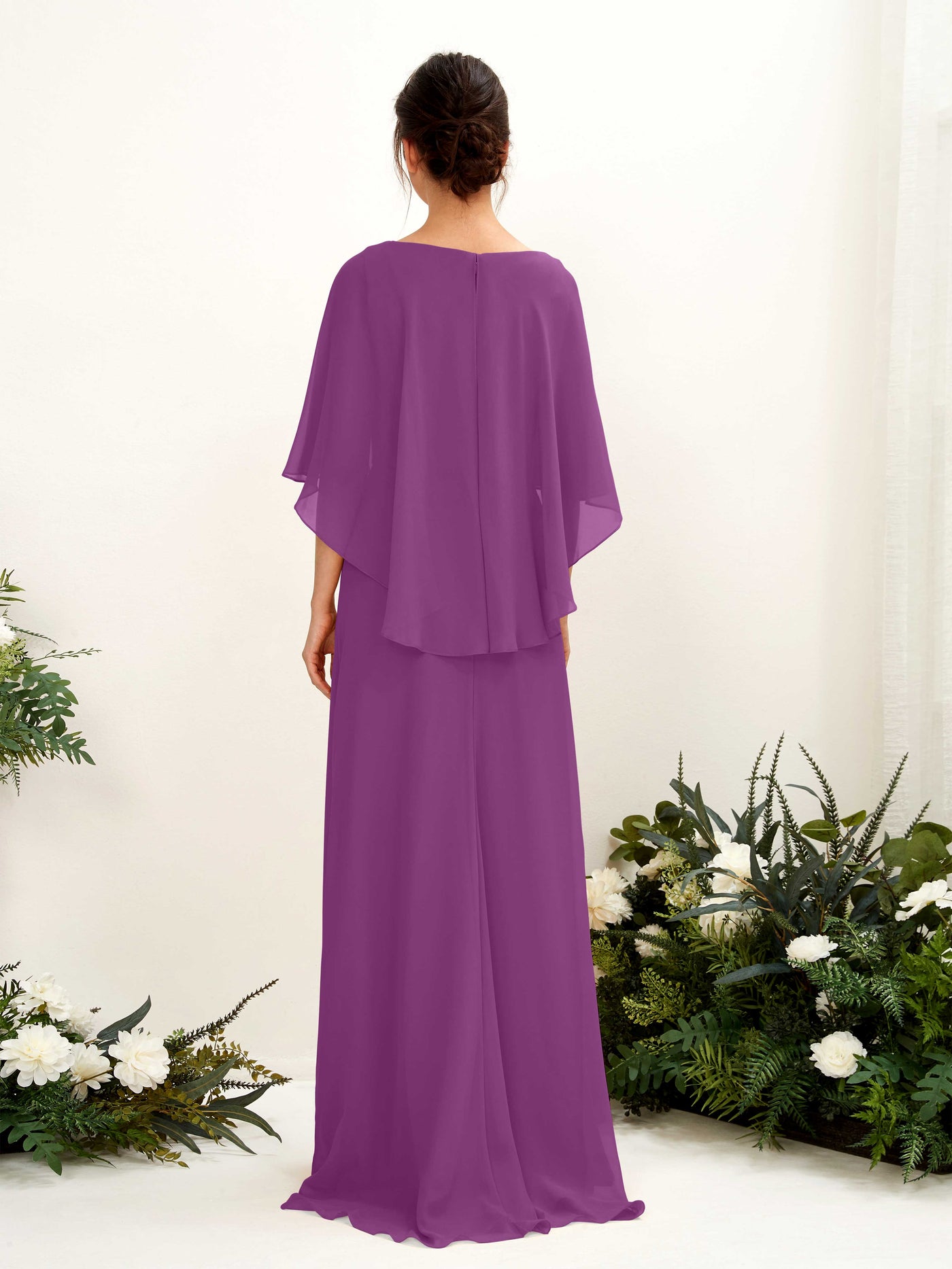 A-line Bateau Sleeveless Chiffon Bridesmaid Dress - Purple (81222036)#color_purple