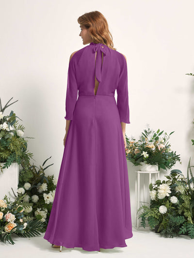 Carlyna Maxine A-Line Purple Bridesmaid Dress Maxi Sleeveless Round Neck Dress #color_purple