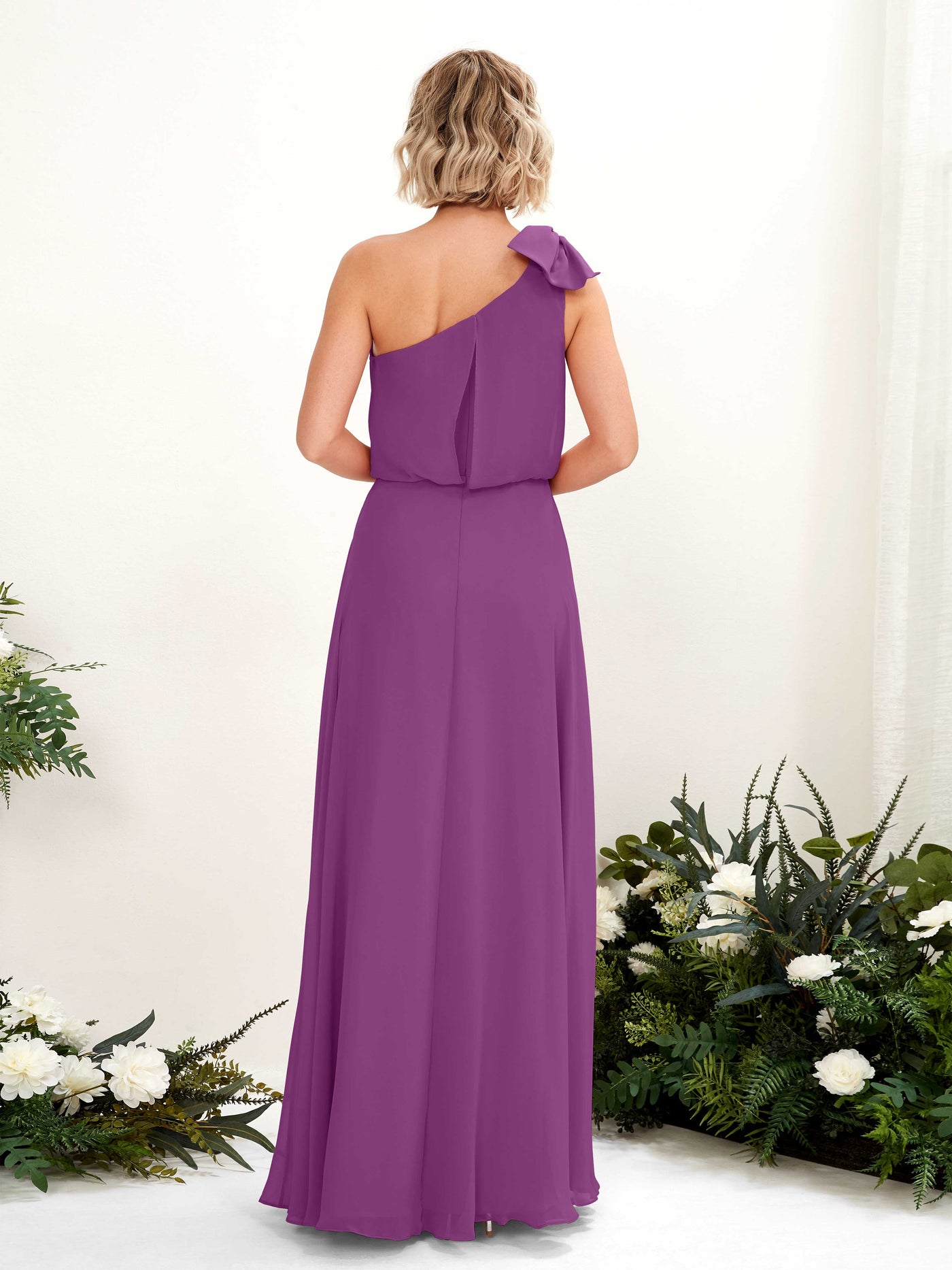 A-line One Shoulder Sleeveless Chiffon Bridesmaid Dress - Purple (81225536)#color_purple