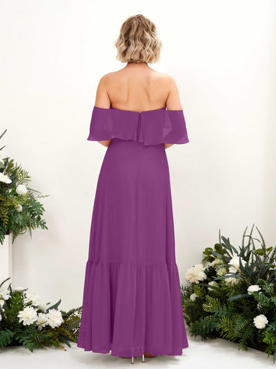 Carlyna Joie A-Line Purple Bridesmaid Dress Maxi Sleeveless Off the Shoulder Dress #color_purple