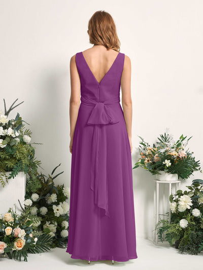 Carlyna June A-Line Purple Bridesmaid Dress Maxi Sleeveless V-Neck Dress #color_purple