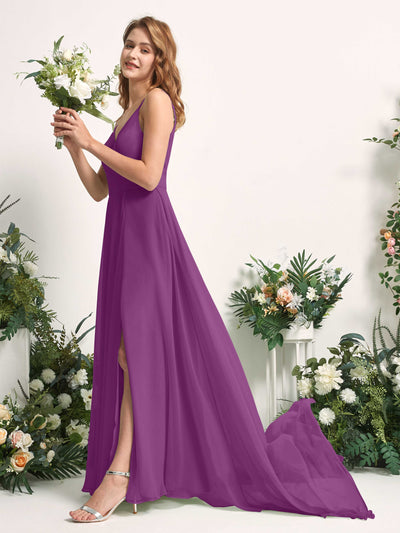 Carlyna Marcia A-Line Purple Bridesmaid Dress Maxi Sleeveless V-Neck Dress #color_purple