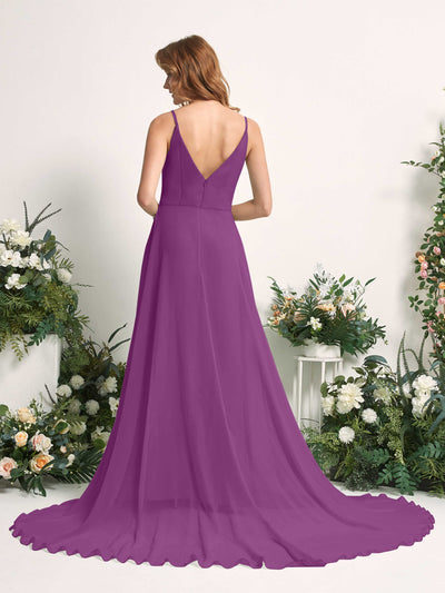Carlyna Marcia A-Line Purple Bridesmaid Dress Maxi Sleeveless V-Neck Dress #color_purple