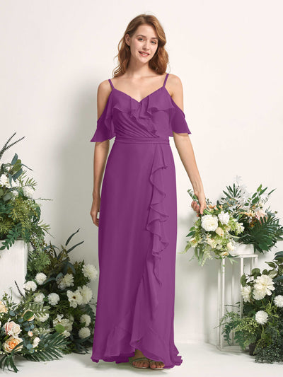 Carlyna Yvette A-Line Purple Bridesmaid Dress Maxi Sleeveless V-Neck Dress #color_purple