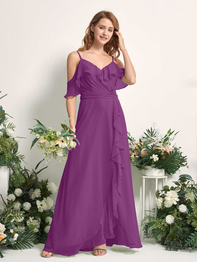 Carlyna Yvette A-Line Purple Bridesmaid Dress Maxi Sleeveless V-Neck Dress #color_purple