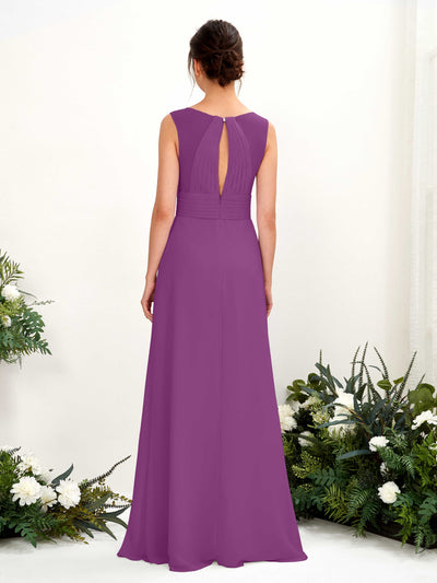 Carlyna Karen A-Line Purple Bridesmaid Dress Maxi Sleeveless V-Neck Dress #color_purple
