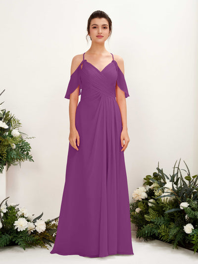Carlyna Orlane A-Line Purple Bridesmaid Dress Maxi Sleeveless V-Neck Dress #color_purple