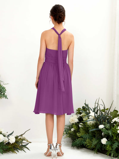 Carlyna Yvonne A-Line Purple Bridesmaid Dress Knee-Length Sleeveless Round Neck Dress #color_purple