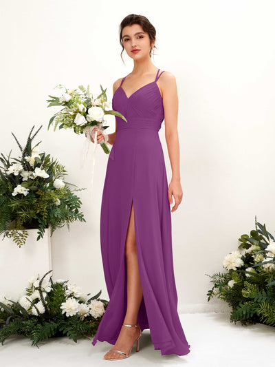 Carlyna Joa A-Line Purple Bridesmaid Dress Maxi Sleeveless V-Neck Dress #color_purple