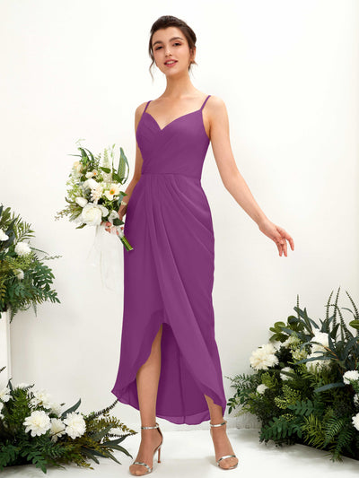 Carlyna Liliane Sheath Purple Bridesmaid Dress Midi Sleeveless V-Neck Dress #color_purple