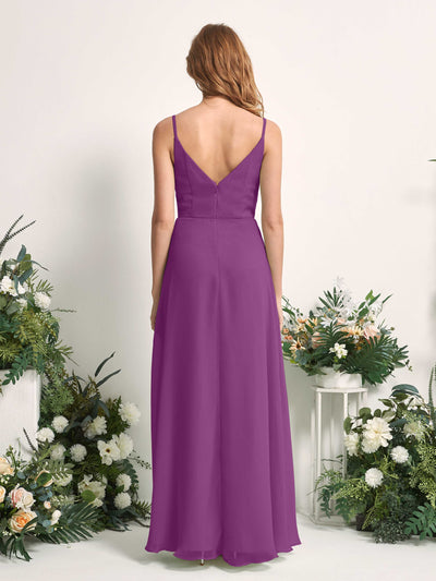 Carlyna Hannah A-Line Purple Bridesmaid Dress Maxi Sleeveless Sweetheart Dress Back View #color_purple