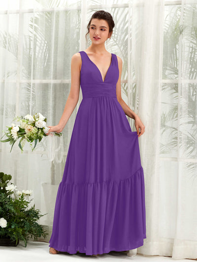 Carlyna Alissa A-Line Regency Bridesmaid Dress Maxi Sleeveless V-Neck Dress Front View #color_regency