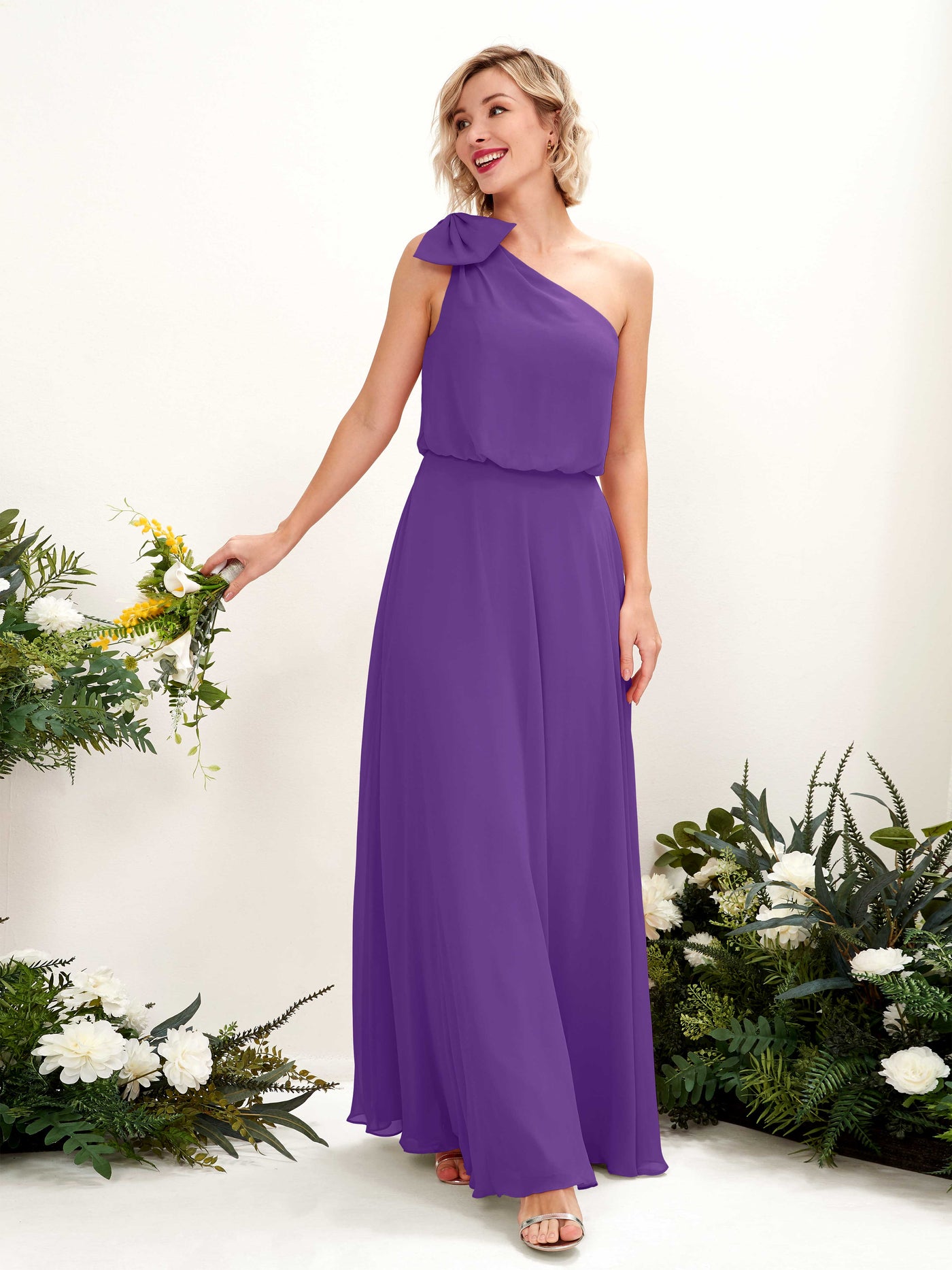 A-line One Shoulder Sleeveless Chiffon Bridesmaid Dress - Regency (81225528)#color_regency